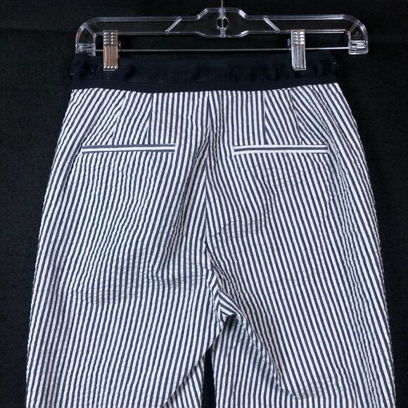 Zara Womens Pants White Black Striped Ribbed Seersucker Feel Ankle Stretch XS - Picture 12 of 13